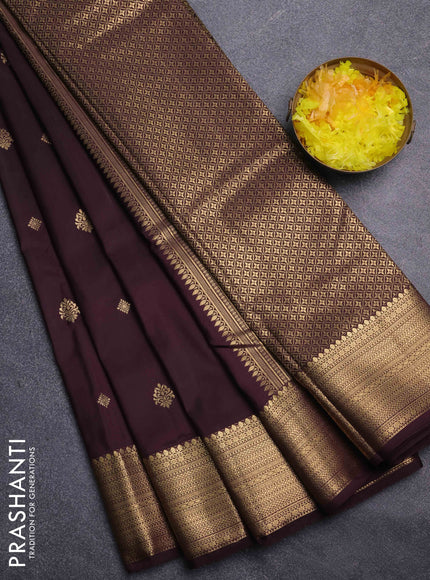 Bangalori silk saree coffee brown with zari woven buttas and zari woven border