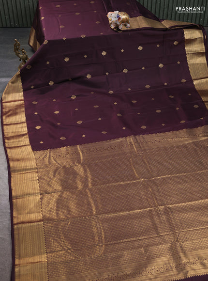 Bangalori silk saree coffee brown with zari woven buttas and zari woven border