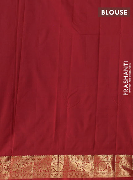 Bangalori silk saree green and maroon with allover zari woven buttas and long zari woven border