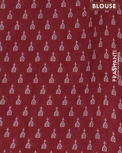 Kota linen saree peach shade and maroon with allover ikat prints and prints & mirror work border