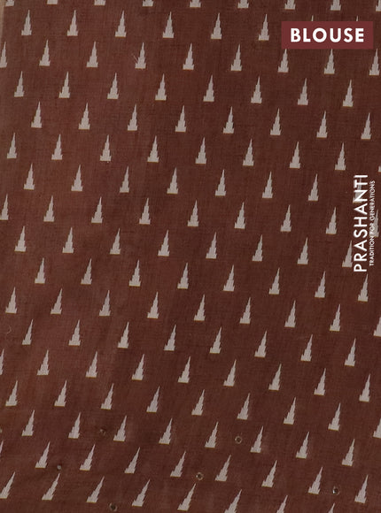 Kota linen saree sandal and brown with allover ikat prints and prints & mirror work border