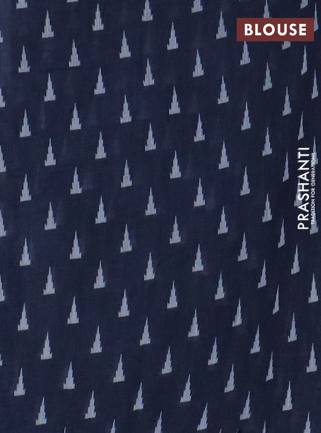 Kota linen saree grey and blue with allover ikat prints and prints & mirror work border
