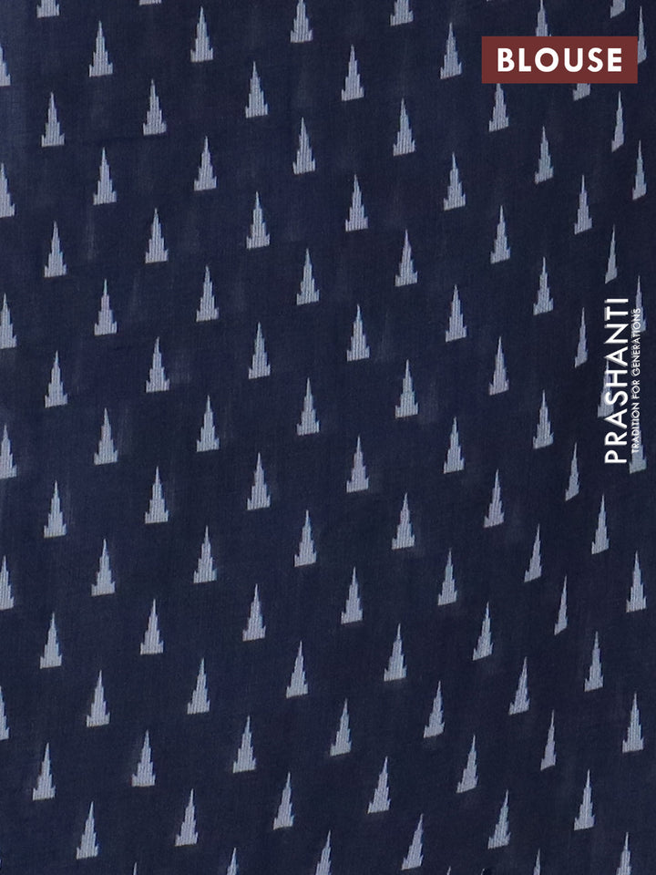 Kota linen saree grey and blue with allover ikat prints and prints & mirror work border