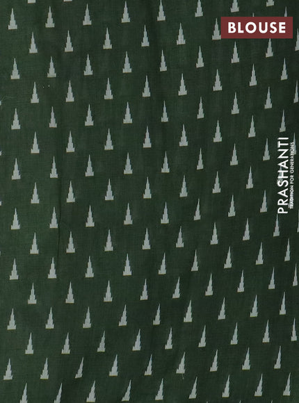 Kota linen saree light green and green with allover ikat prints and prints & mirror work border