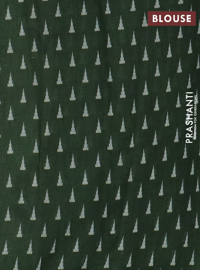 Kota linen saree light green and green with allover ikat prints and prints & mirror work border