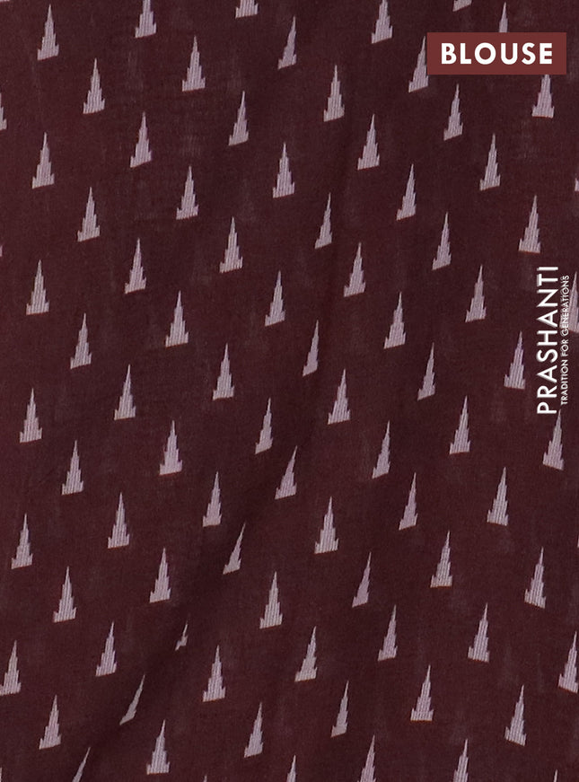 Kota linen saree peach shade and maroon with allover ikat prints and prints & mirror work border