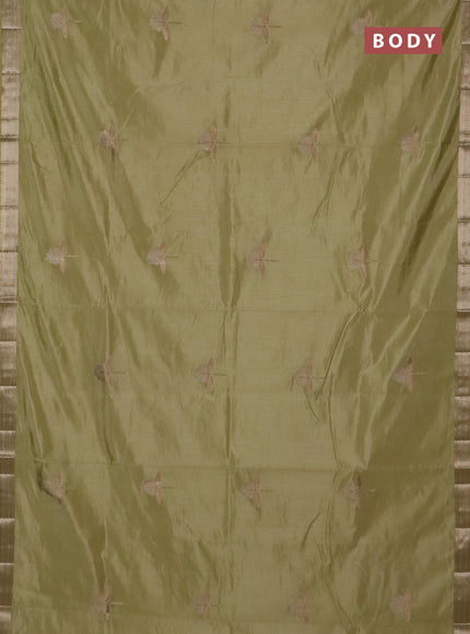 Semi raw silk saree pale yellow with zari woven buttas and zari woven border