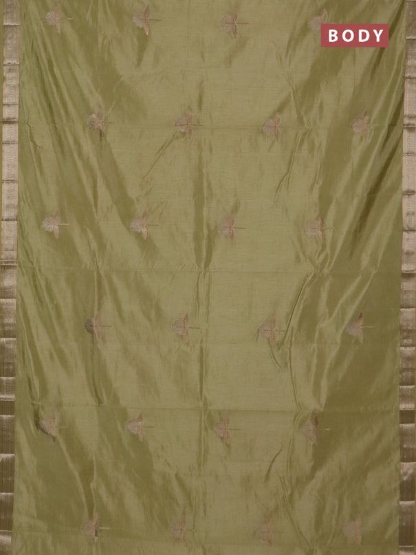 Semi raw silk saree pale yellow with zari woven buttas and zari woven border