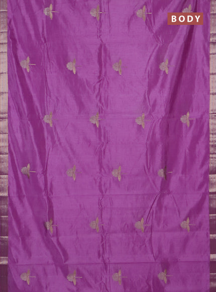 Semi raw silk saree lavender with zari woven buttas and zari woven border
