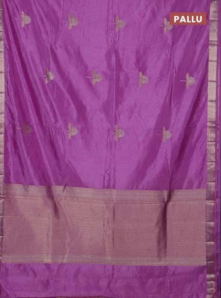 Semi raw silk saree lavender with zari woven buttas and zari woven border