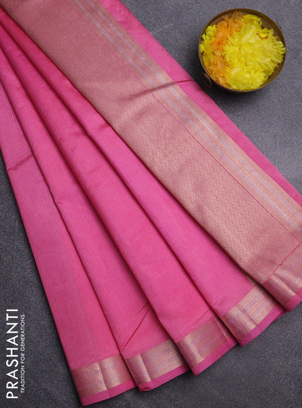 Semi raw silk saree light pink with zari woven buttas and zari woven border