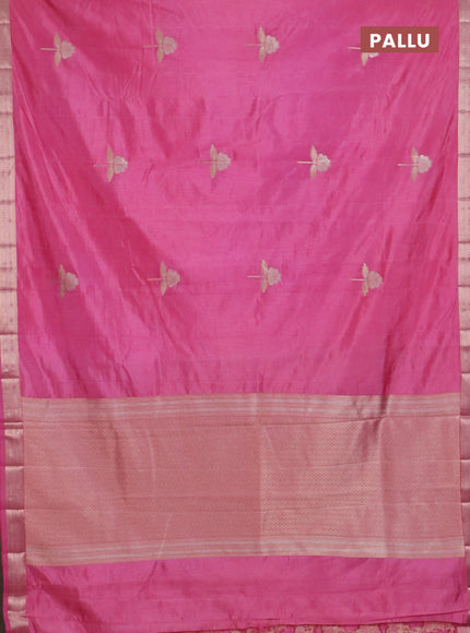 Semi raw silk saree light pink with zari woven buttas and zari woven border