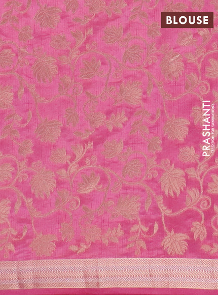 Semi raw silk saree light pink with zari woven buttas and zari woven border