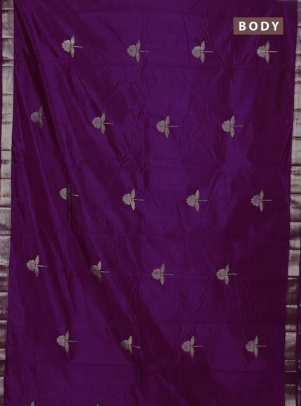 Semi raw silk saree purple with zari woven buttas and zari woven border
