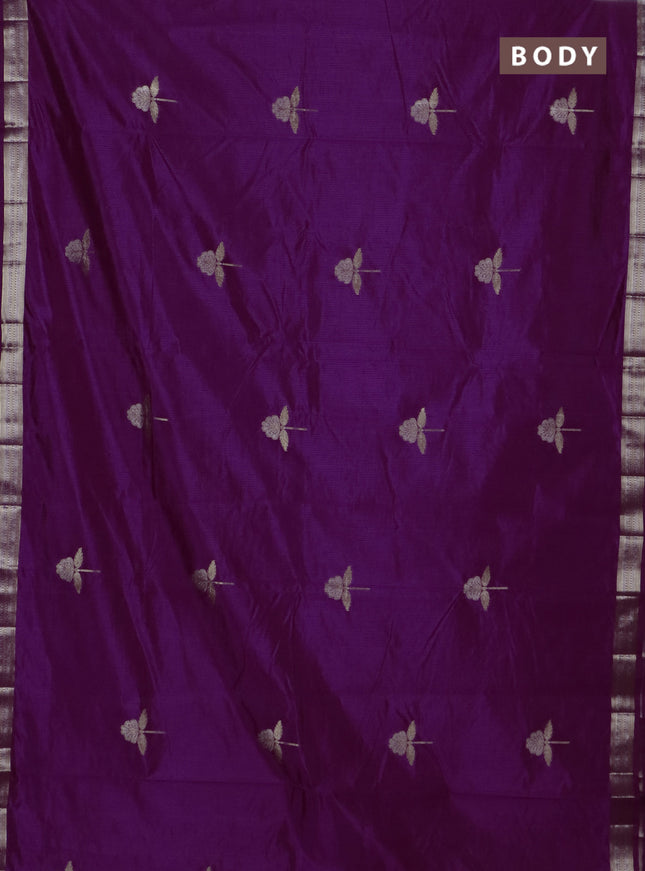 Semi raw silk saree purple with zari woven buttas and zari woven border