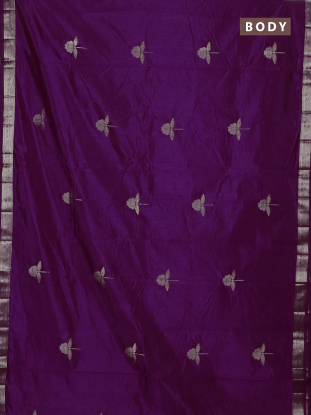 Semi raw silk saree purple with zari woven buttas and zari woven border