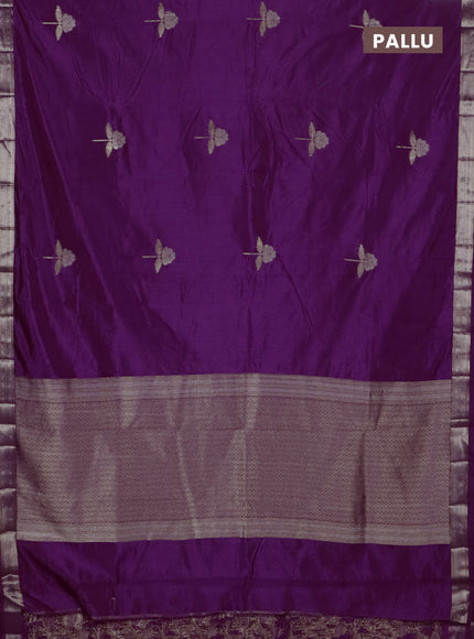Semi raw silk saree purple with zari woven buttas and zari woven border
