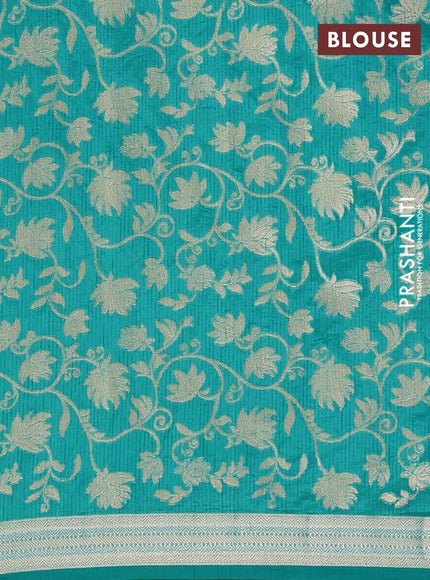 Semi raw silk saree teal green with zari woven buttas and zari woven border