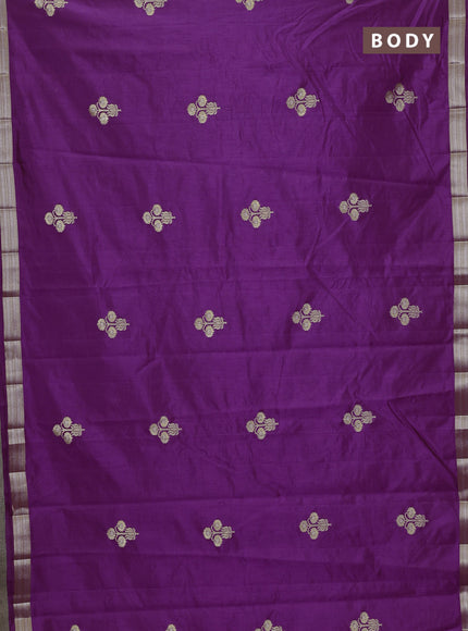 Semi raw silk saree purple with zari woven buttas and zari woven border