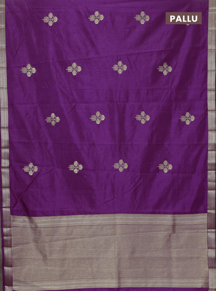 Semi raw silk saree purple with zari woven buttas and zari woven border