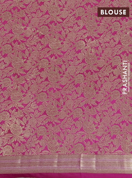 Semi raw silk saree pink with zari woven buttas and zari woven border