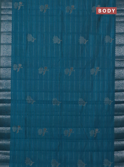 Semi raw silk saree cs blue with allover thread &zari weaves & buttas and silver zari woven border
