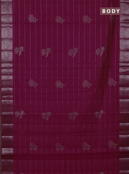 Semi raw silk saree pink with allover thread &zari weaves & buttas and silver zari woven border