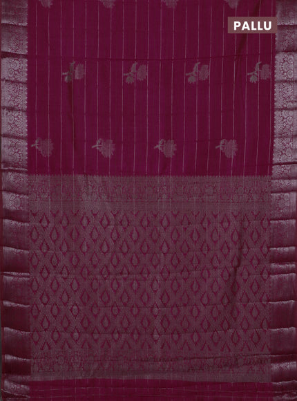 Semi raw silk saree pink with allover thread &zari weaves & buttas and silver zari woven border
