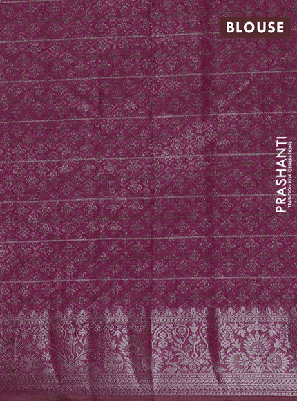 Semi raw silk saree pink with allover thread &zari weaves & buttas and silver zari woven border
