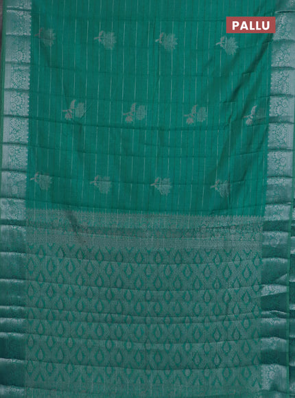 Semi raw silk saree teal blue with allover thread &zari weaves & buttas and silver zari woven border