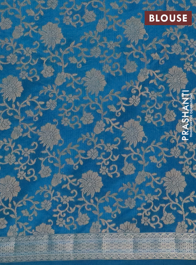 Semi raw silk saree cs blue with zari woven buttas and zari woven border