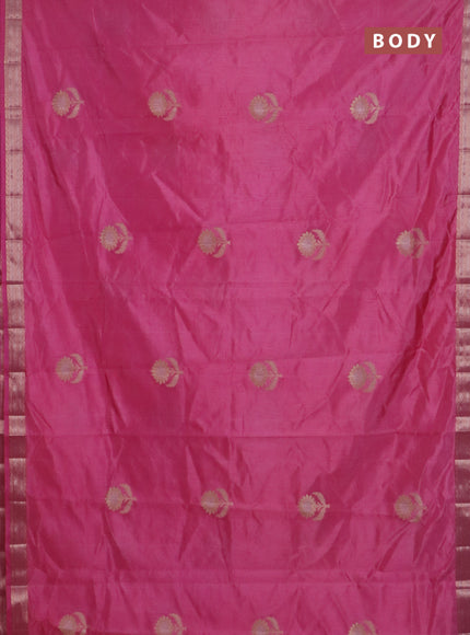 Semi raw silk saree light pink with zari woven buttas and zari woven border