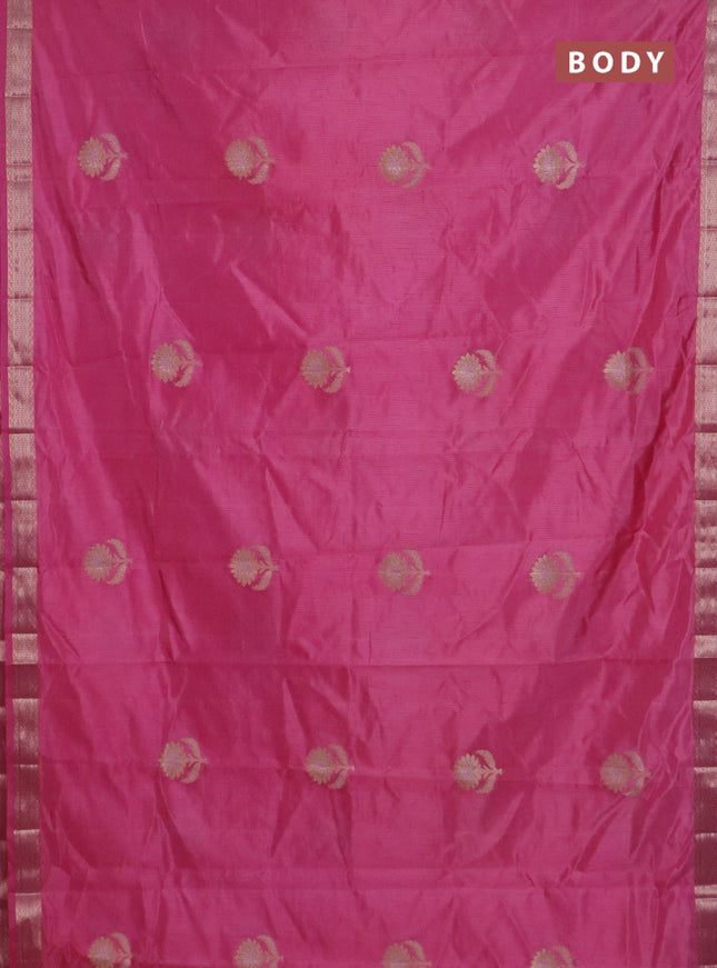 Semi raw silk saree light pink with zari woven buttas and zari woven border