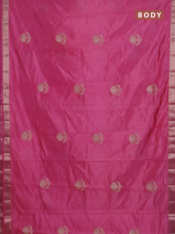 Semi raw silk saree light pink with zari woven buttas and zari woven border