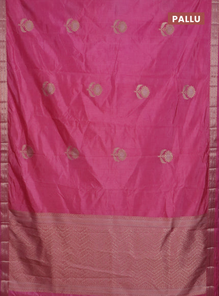 Semi raw silk saree light pink with zari woven buttas and zari woven border