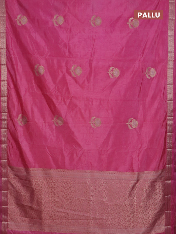Semi raw silk saree light pink with zari woven buttas and zari woven border