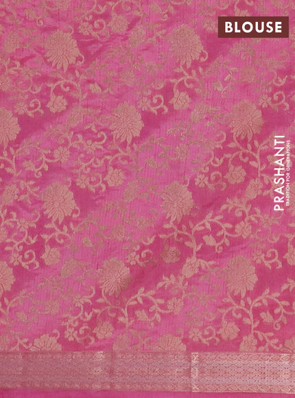 Semi raw silk saree light pink with zari woven buttas and zari woven border