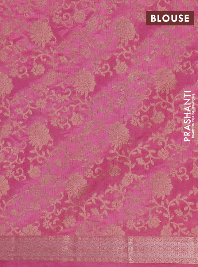 Semi raw silk saree light pink with zari woven buttas and zari woven border