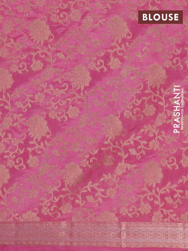 Semi raw silk saree light pink with zari woven buttas and zari woven border
