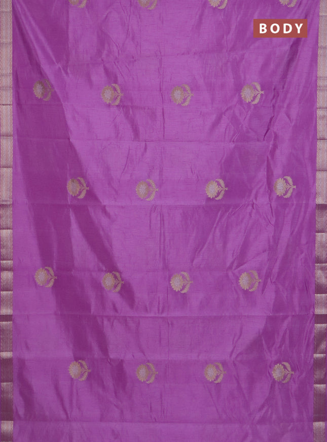Semi raw silk saree lavender with zari woven buttas and zari woven border