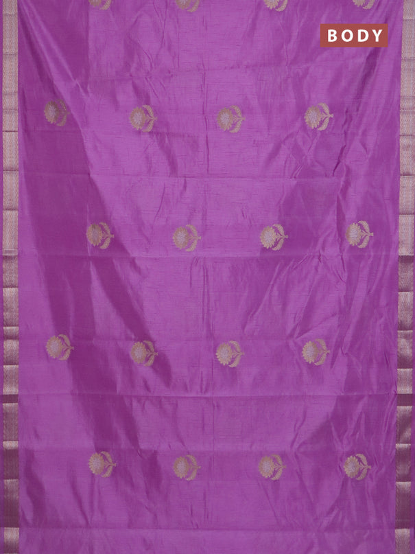 Semi raw silk saree lavender with zari woven buttas and zari woven border