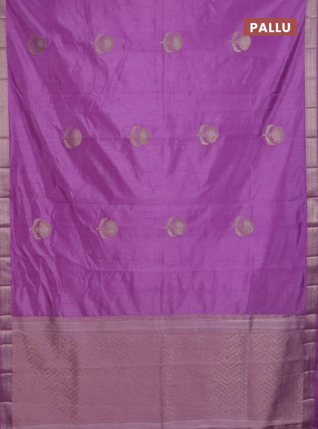 Semi raw silk saree lavender with zari woven buttas and zari woven border