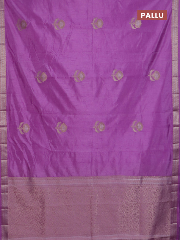 Semi raw silk saree lavender with zari woven buttas and zari woven border