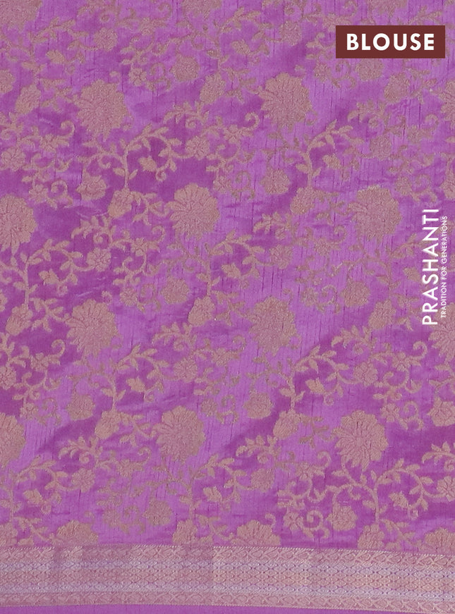 Semi raw silk saree lavender with zari woven buttas and zari woven border