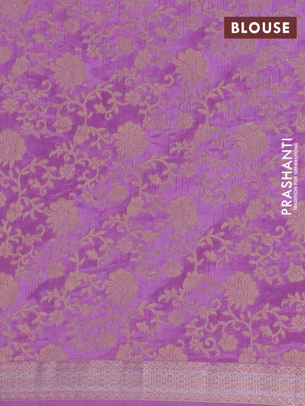 Semi raw silk saree lavender with zari woven buttas and zari woven border