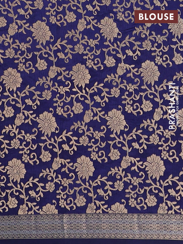 Semi raw silk saree navy blue with zari woven buttas and zari woven border