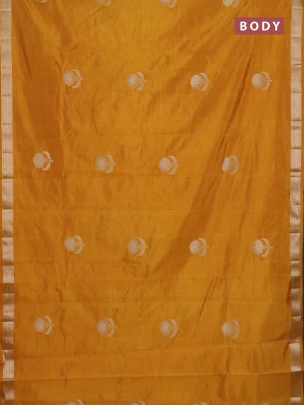 Semi raw silk saree mustard yellow with zari woven buttas and zari woven border