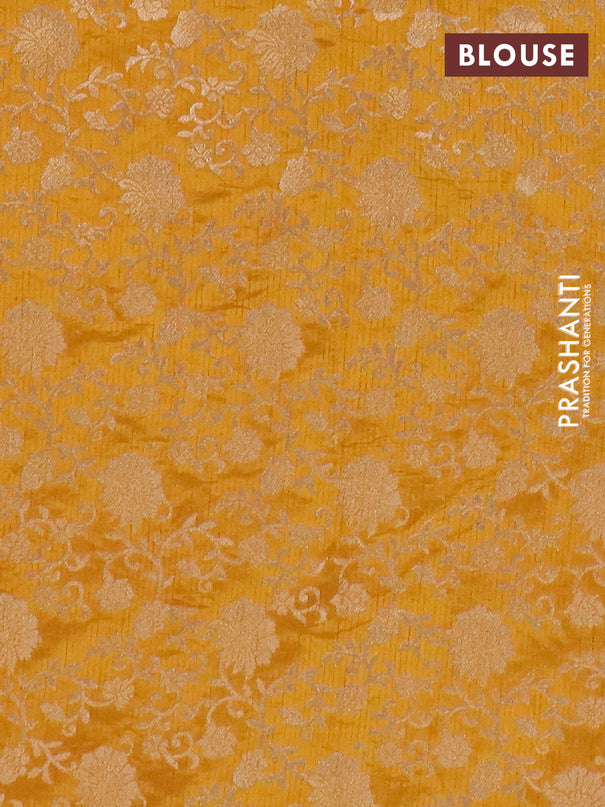 Semi raw silk saree mustard yellow with zari woven buttas and zari woven border