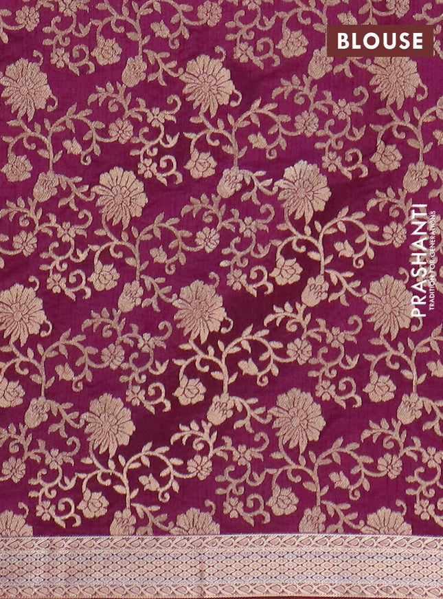 Semi raw silk saree deep purple with zari woven buttas and zari woven border