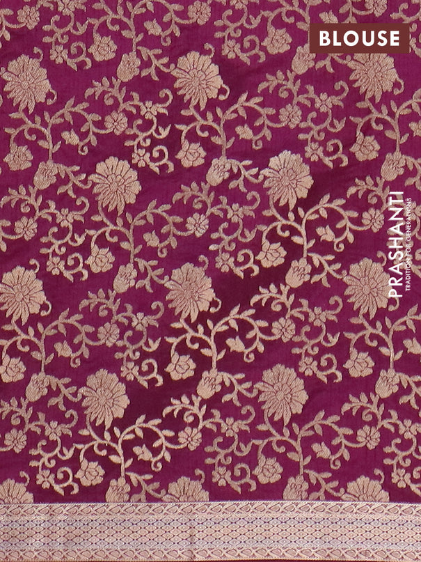 Semi raw silk saree deep purple with zari woven buttas and zari woven border